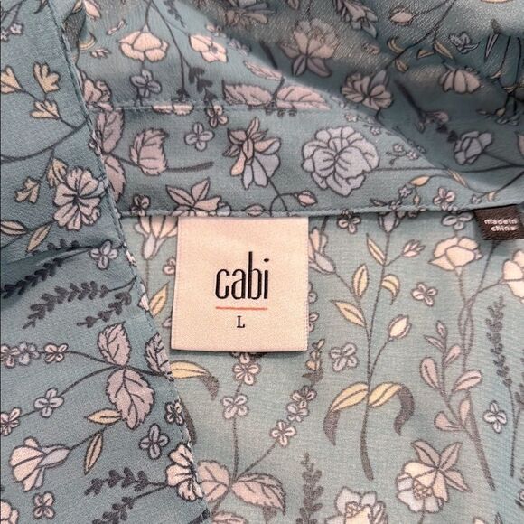 Cabi 3761 Chase Field of Flowers Teal Flowy Long Sleeve V Neck Pullover Blouse - Picture 15 of 16